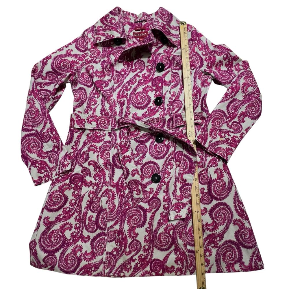 Merona Trench Coat Womens Large Pink Cream Water Repellent Belted - Picture 7 of 8